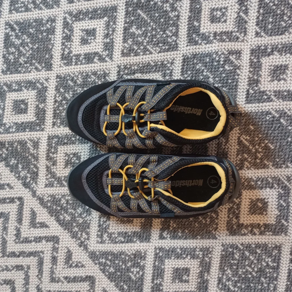 Northside Black and Yellow Kids Water Shoes with Quick-Lace